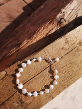 Forever, freshwater baroque pearls, Austrian crystals, handmade wedding bracelet.