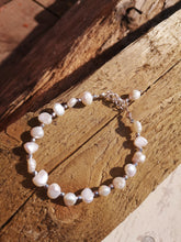 Forever, freshwater baroque pearls, Austrian crystals, handmade wedding bracelet.