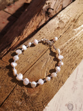 Forever, freshwater baroque pearls, Austrian crystals, handmade wedding bracelet.