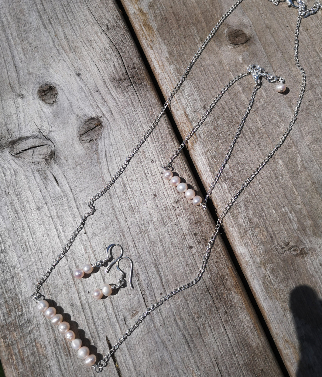 blush freshwater pearl necklace set