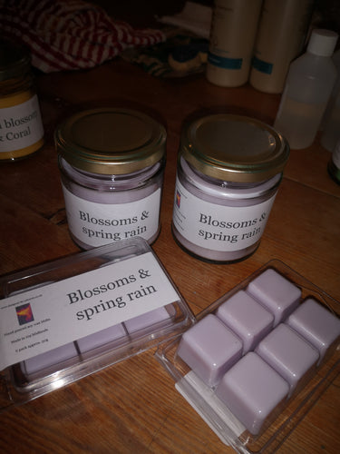 blossoms & spring rain melts and candles,