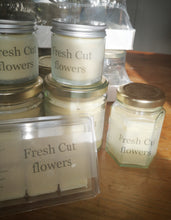 Hand poured soy wax melts and candles, fresh cut flowers,