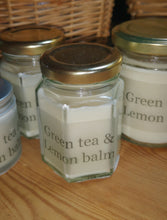 Green Tea & Lemon Balm, soy wax candles &  melts in various sizes.