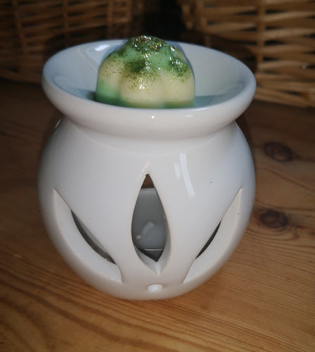 Sweet and simple, plain white ceramic wax burner.