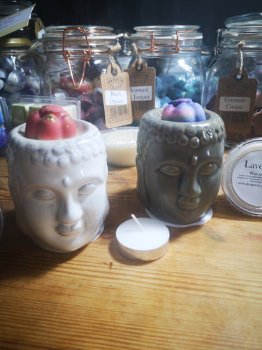 Buddha Head, ceramic wax melt burner, in 2 colours