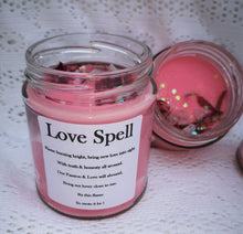 Love Spell, soy wax candle, scented and coloured for candle magic, 190ml.