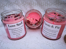 Love Spell, soy wax candle, scented and coloured for candle magic, 190ml.