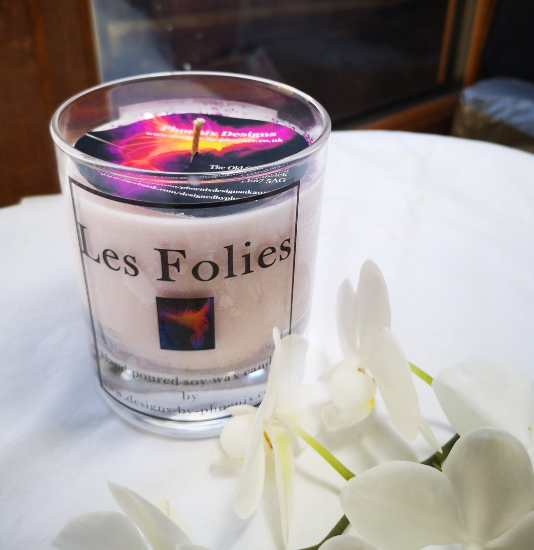 Les folies ( Coco Mademoiselle) dupe, soy wax Container Candle highly fragranced, vegan soy wax 30cl, 300ml 10oz hand poured.