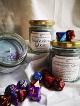 Dungeons & Dragons themed candle, add drama to your game play, enhance the fantasy.