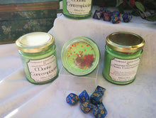 Dungeons & Dragons themed candle, add drama to your game play, enhance the fantasy.