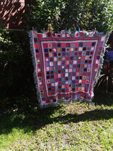 Hand crochet, throw, blanket, in glorious pinks and greys with hand made fringe