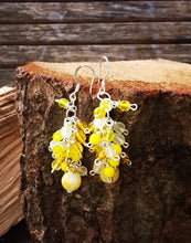 lemon drops, clustered beaded earrings on 925 sterling silver ear wires,
