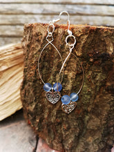 My Open heart, earrings, sterling silver ear wires, silver plated wire & heart