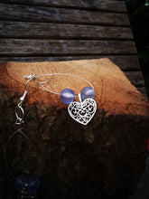 My Open heart, earrings, sterling silver ear wires, silver plated wire & heart