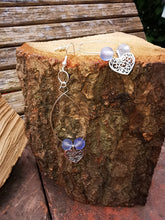 My Open heart, earrings, sterling silver ear wires, silver plated wire & heart