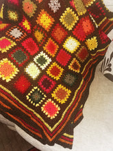Handmade, Crochet blanket to fit double bed in gloriously vibrant autumnal shades