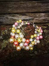 Sherbet Bubbles: cluster charm pearl bracelet, in sherbet colours,