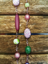 Blossoms.. long necklaces, hand made beaded chain with polymer clay beads