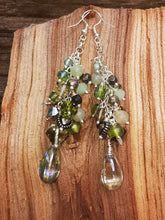 Bellissima Earrings, long drops with gemstones and crystals in a long cascade