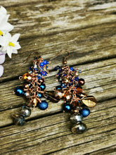 Bellissima Earrings, long drops with gemstones and crystals in a long cascade