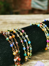 Kaleidoscope: Stunning, hand wired triple stranded Austrian crystal bracelet in 3 colour choices of metal