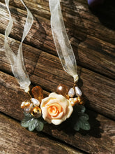 "Overture"...Cluster garland necklaces with handmade polymer clay flowers beads  (small.)