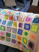 Handmade crochet blanket, Simply Spring, afghan, lap blanket 58 X 58 inches