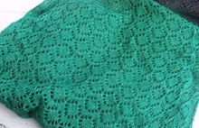 Handmade, lace knit infinity scarf, Cowl, Emerald Green coloured