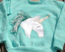 Childs Aqua coloured Unicorn Applique Jumper